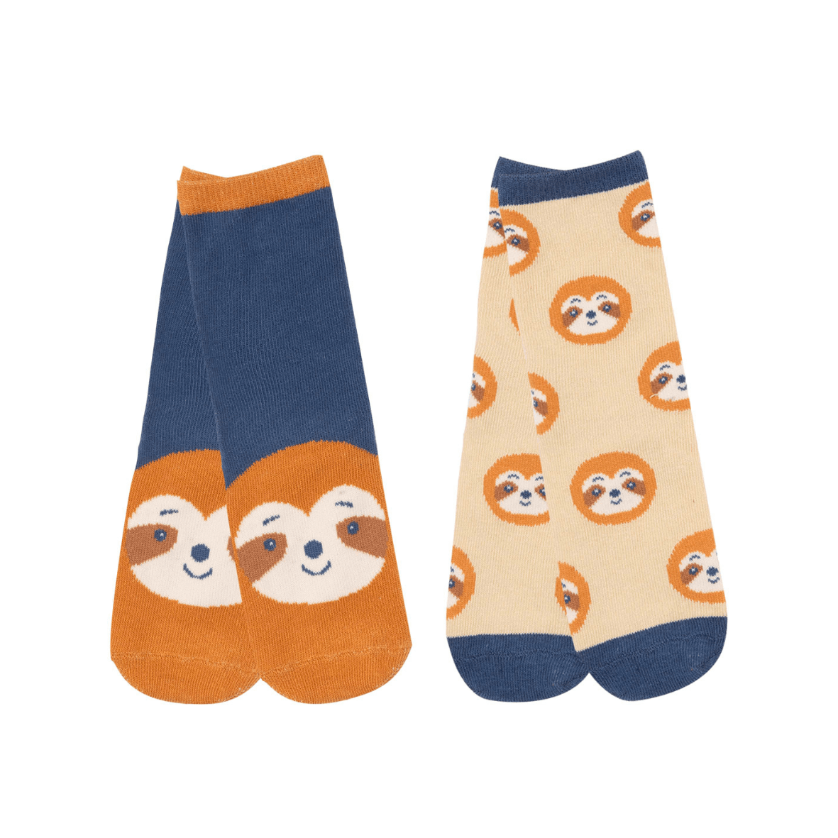 Set 2 paia di calze antiscivolo bimbo beige e blu - Mawi