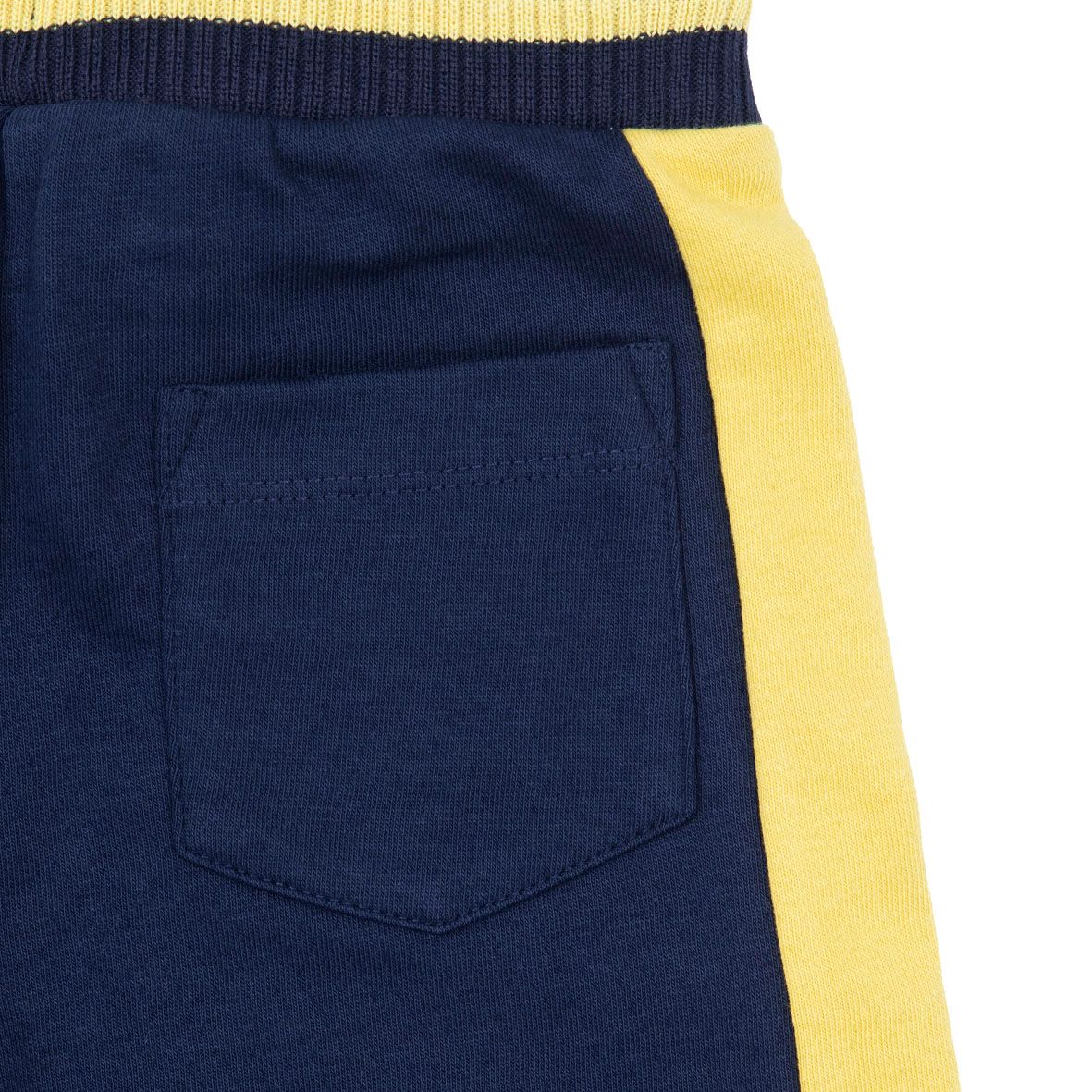 Pantalone felpato bimbo blu/giallo stampato - Mawi