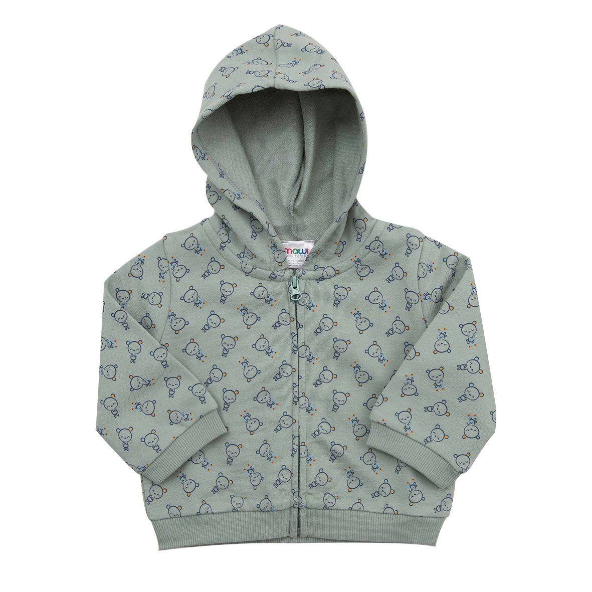 Felpa zip bimbo verde stampata - Mawi