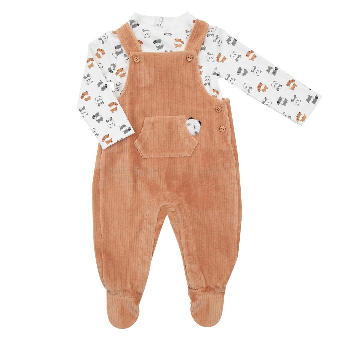 Barboteuse ciniglia marrone da bambino con top interlock - Mawi