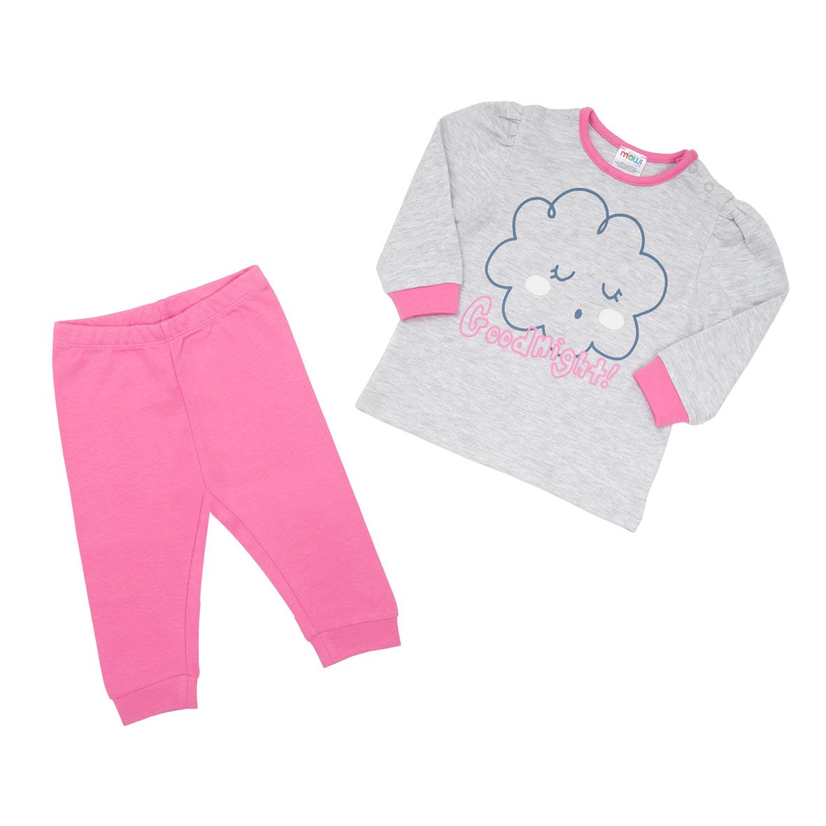 Pigiama due pezzi interlock bimba grigio/rosa stampato - Mawi