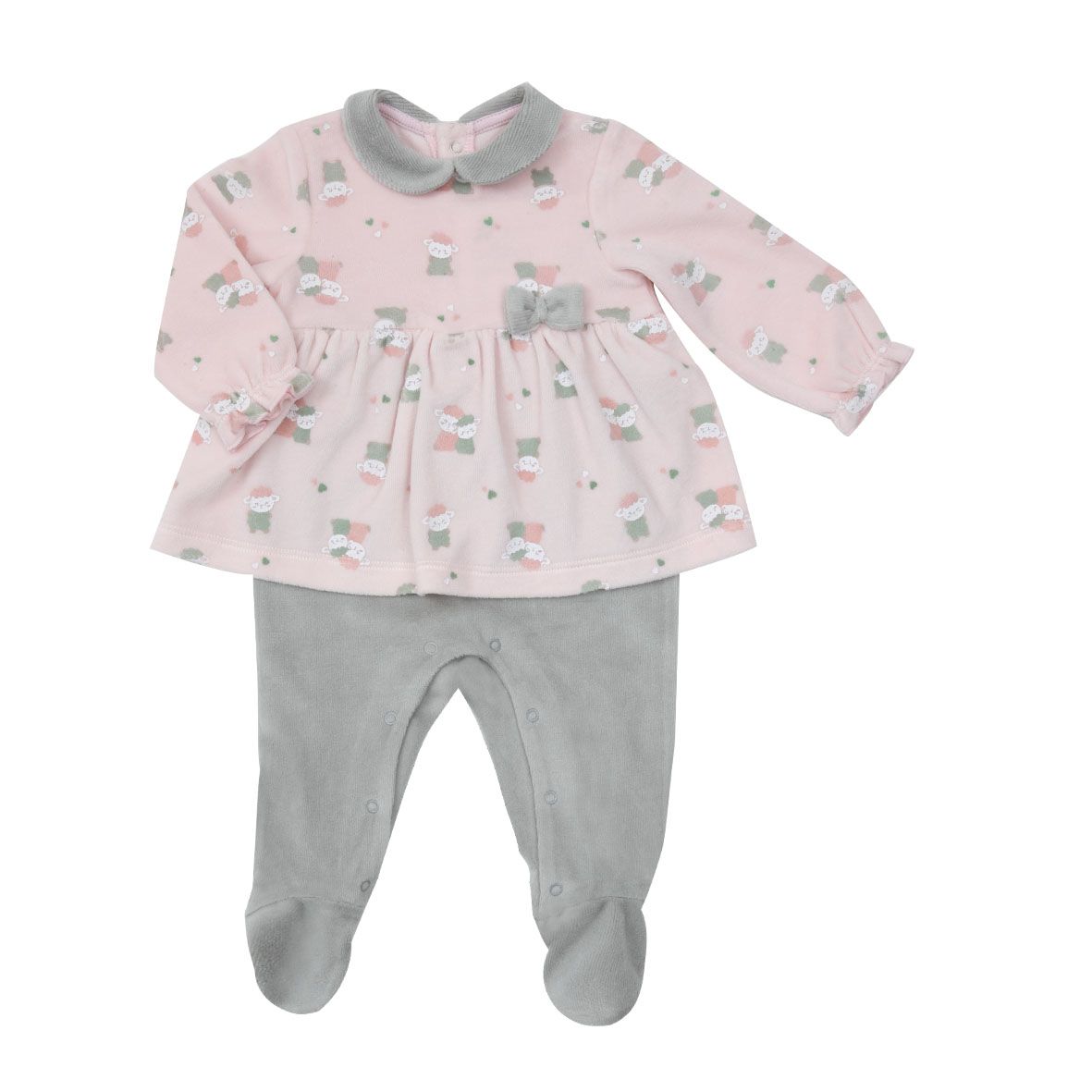 Tutina ciniglia bimba grigio/rosa - Mawi