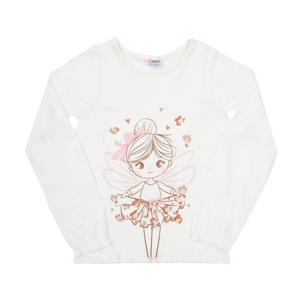 Maglia jersey manica lunga bimba bianca stampata - Mawi