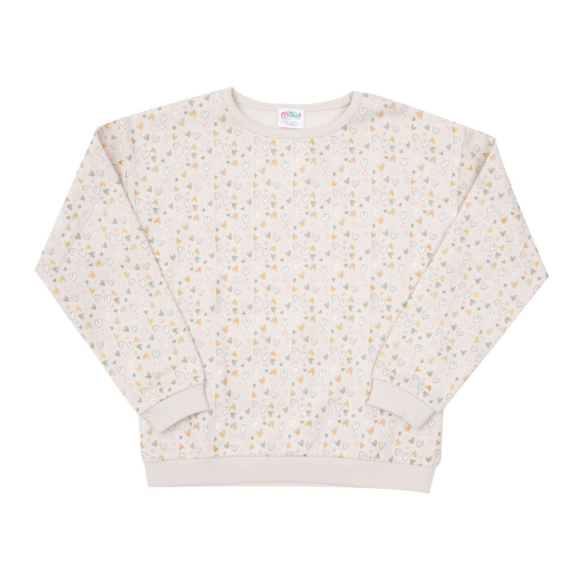 Felpa bimba beige stampa "cuoricini" - Mawi