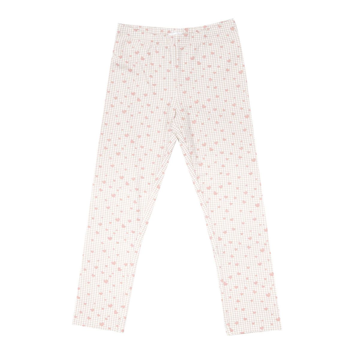 Legging stretch bimba beige trama a quadri stampati - Mawi