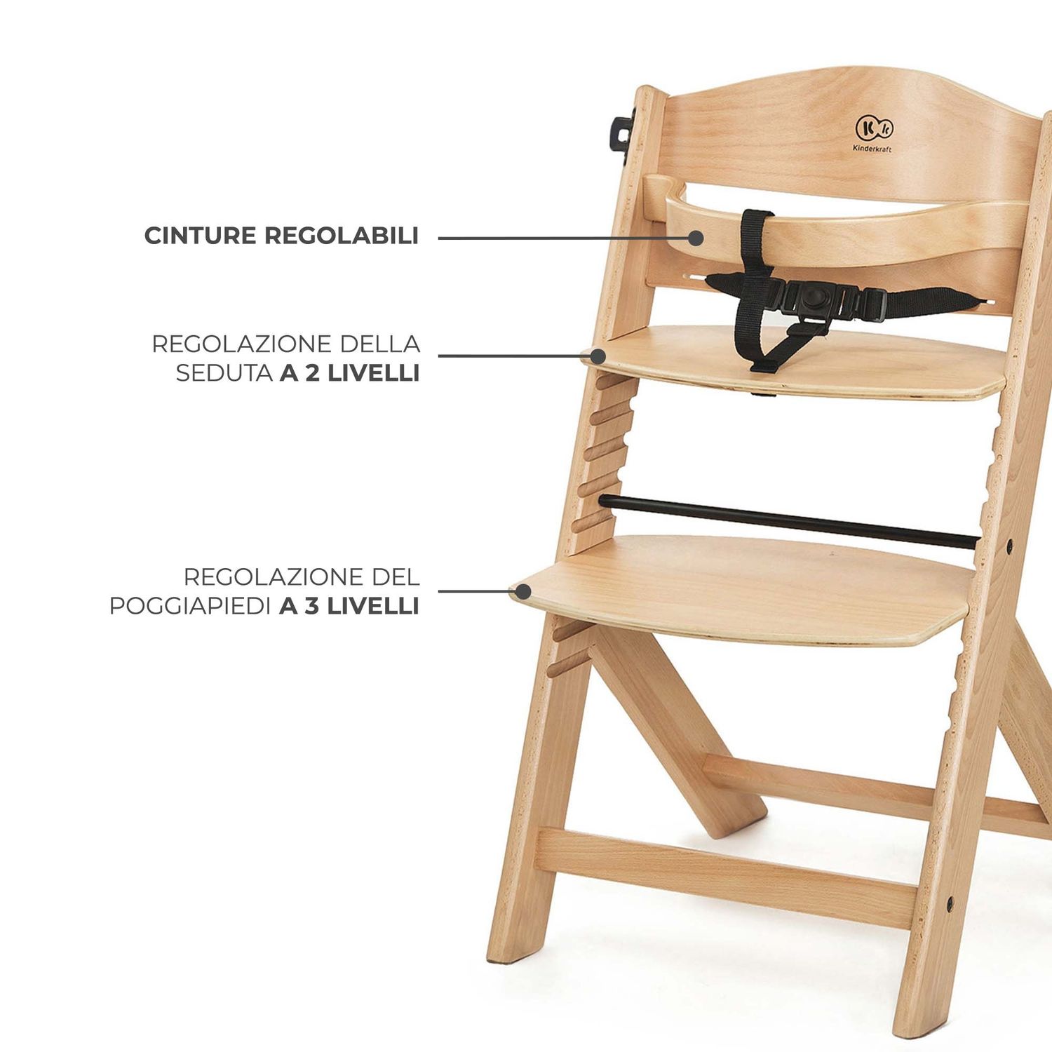 Seggiolone pappa enock natural wood - kinderkraft - KinderKraft