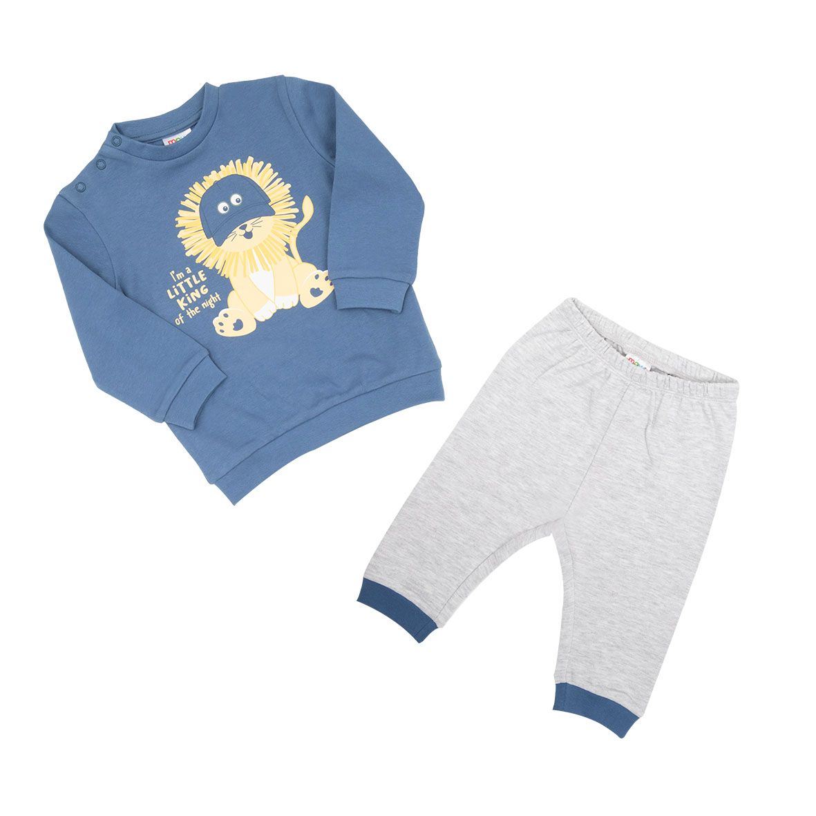 Pigiama due pezzi interlock bimbo blu/grigio stampato - Mawi