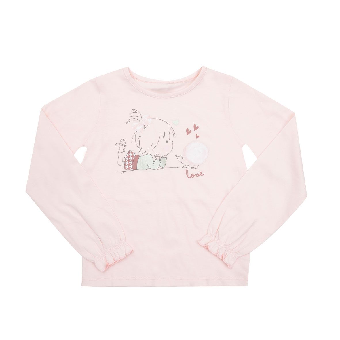 Maglia jersey manica lunga bimba rosa chiaro stampata - Mawi