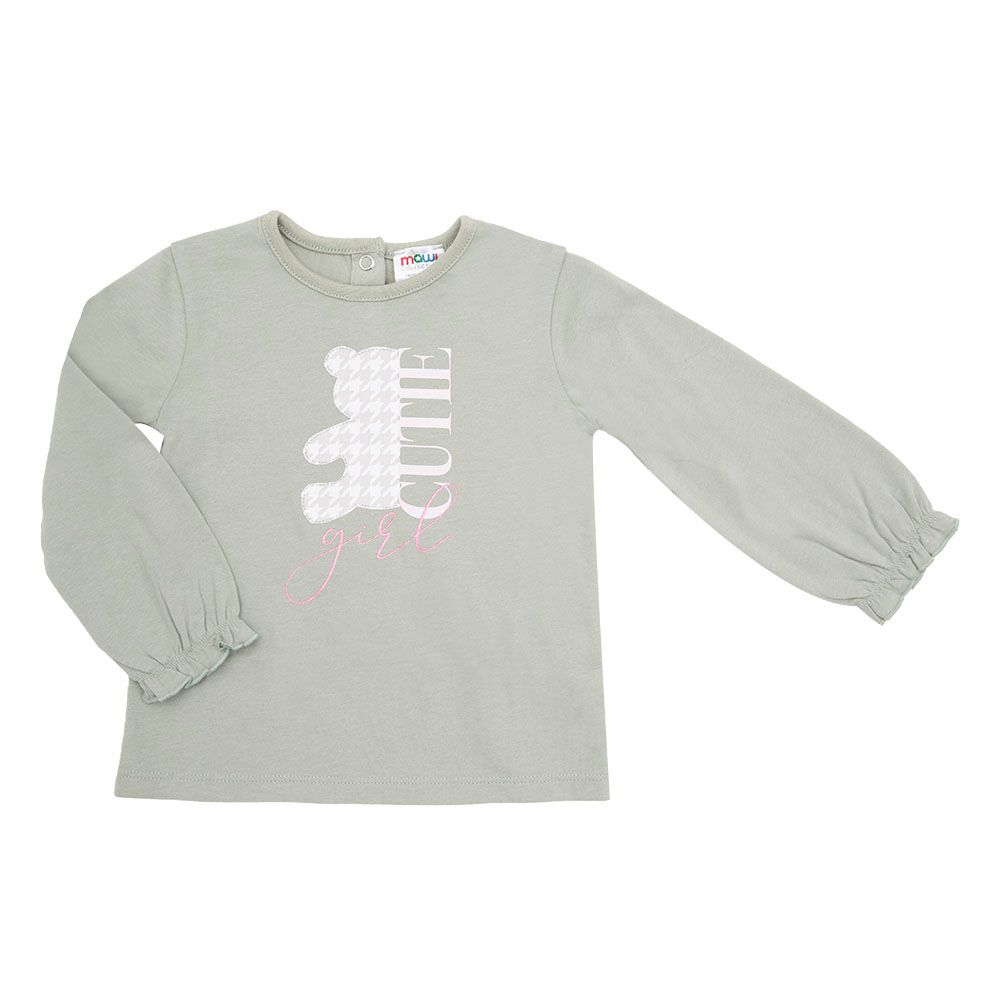 Maglia jersey manica lunga bimba verde stampata - Mawi