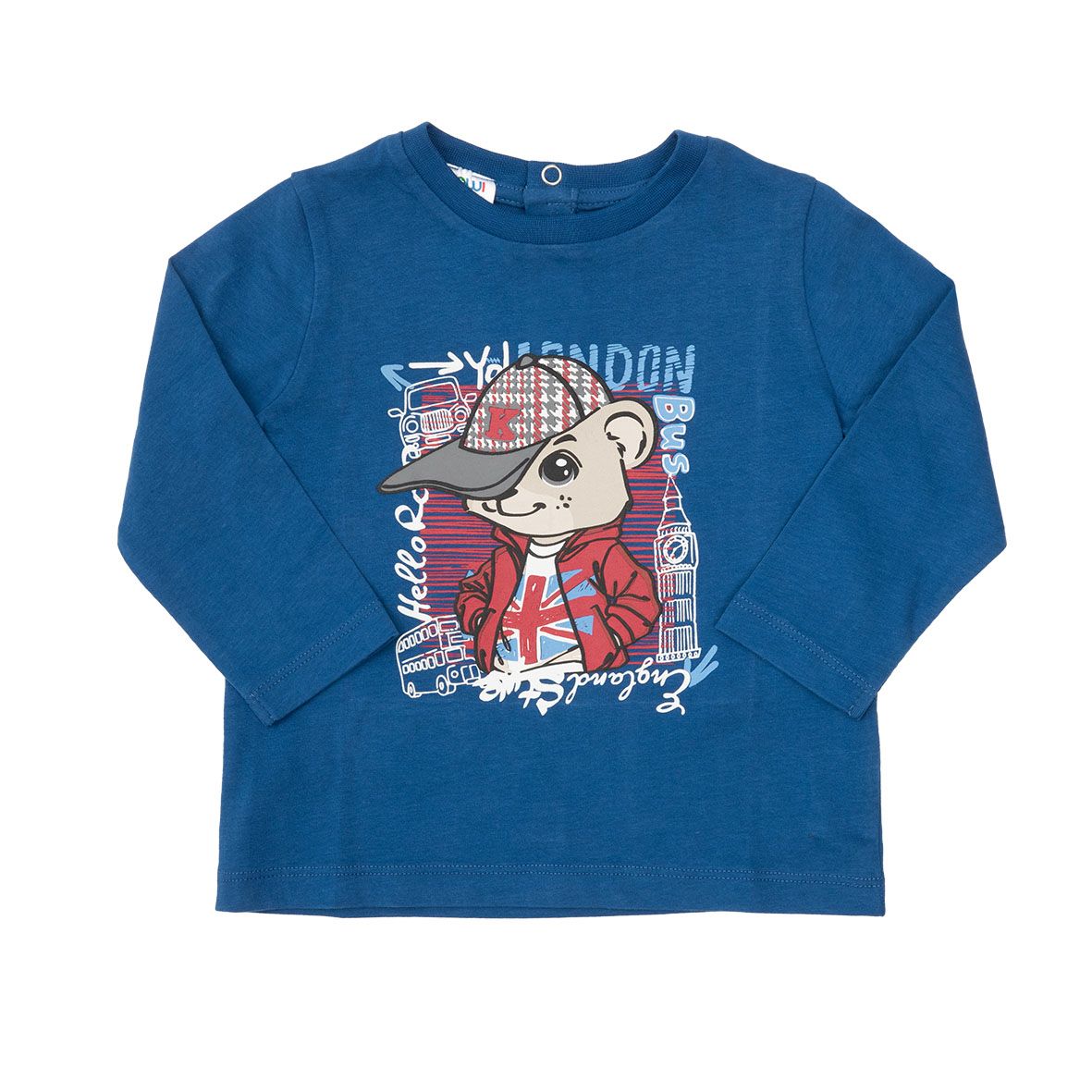 T-shirt maniche lunghe bimbo blu stampata - Mawi