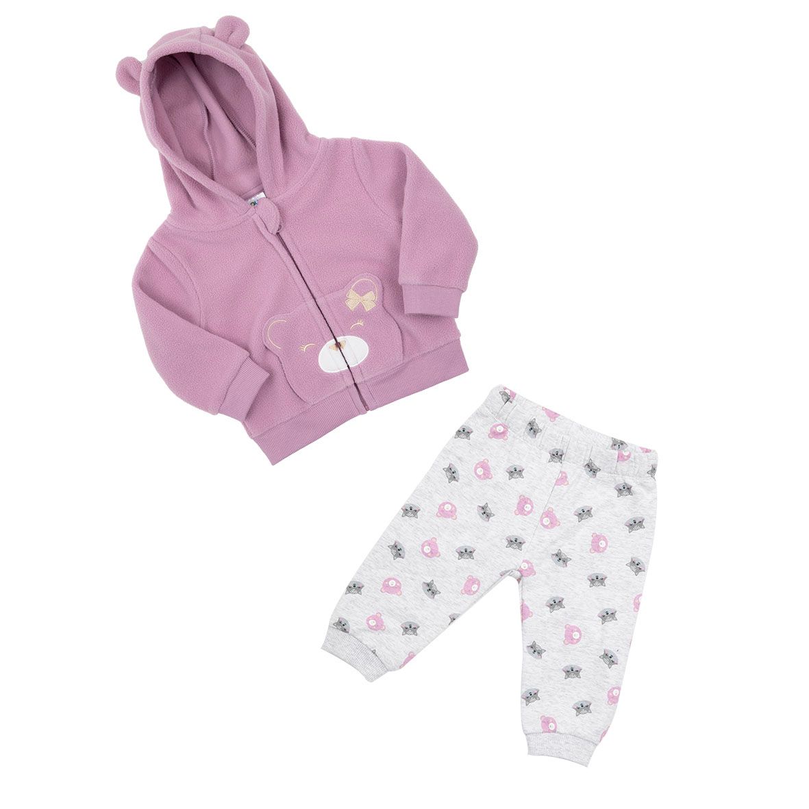 Completo jogging pile bimba lilla/grigio con cappuccio - Mawi