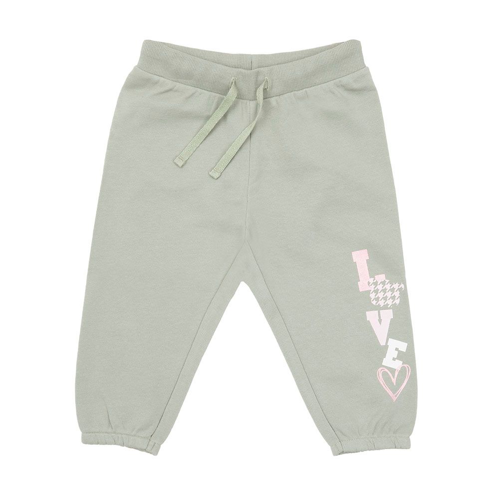 Pantalone felpato bimba verde stampato - Mawi