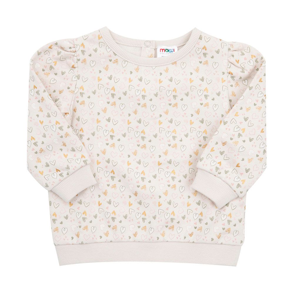 Felpa bimba beige stampa "cuoricini" - Mawi