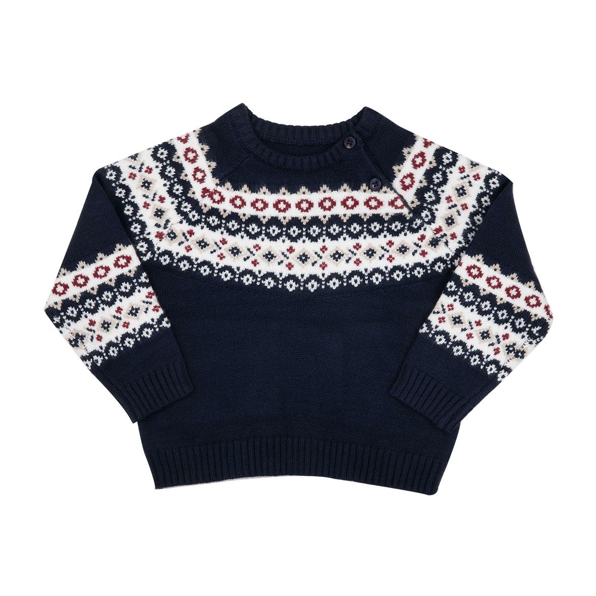 Maglia tricot bimbo blu con greca larga - Mawi