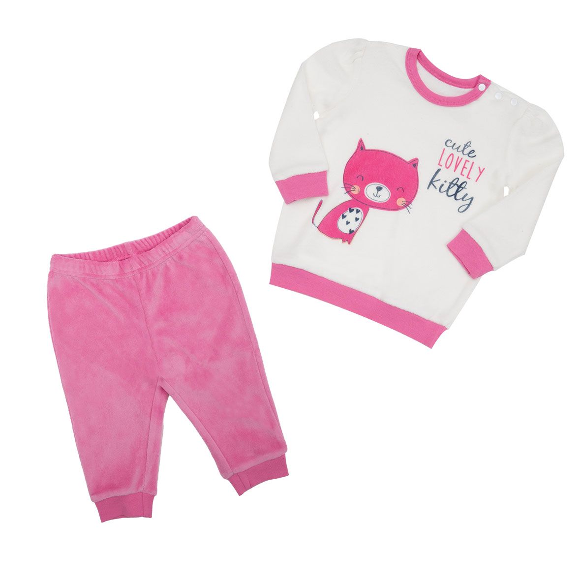 Pigiama due pezzi bimba bicolor rosa/bianco - Mawi