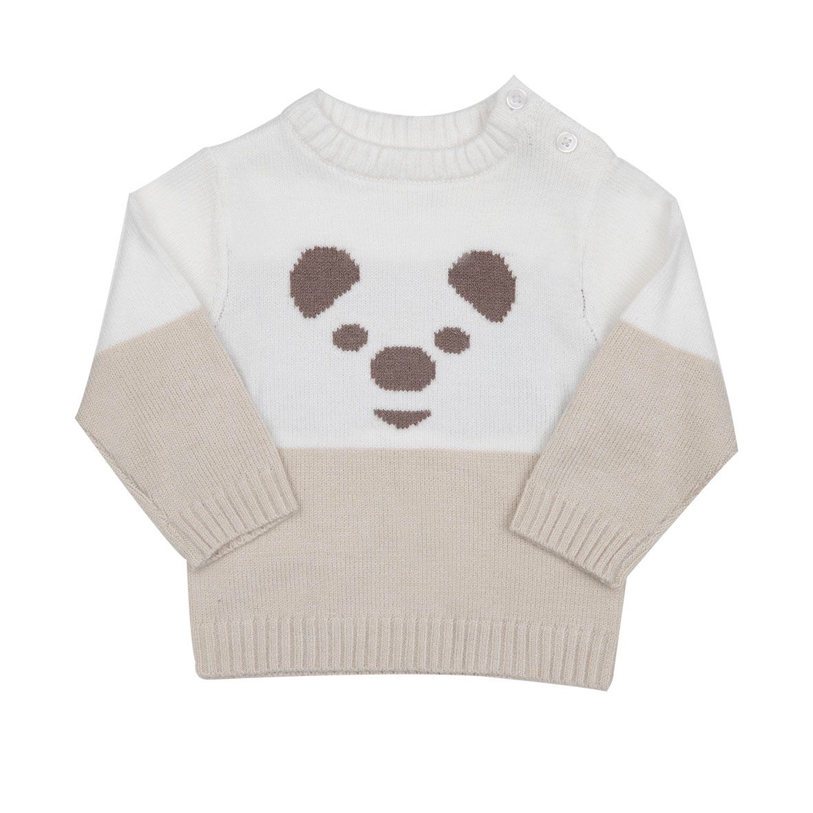 Maglia tricot bimbo panna/beige con intarso - Mawi