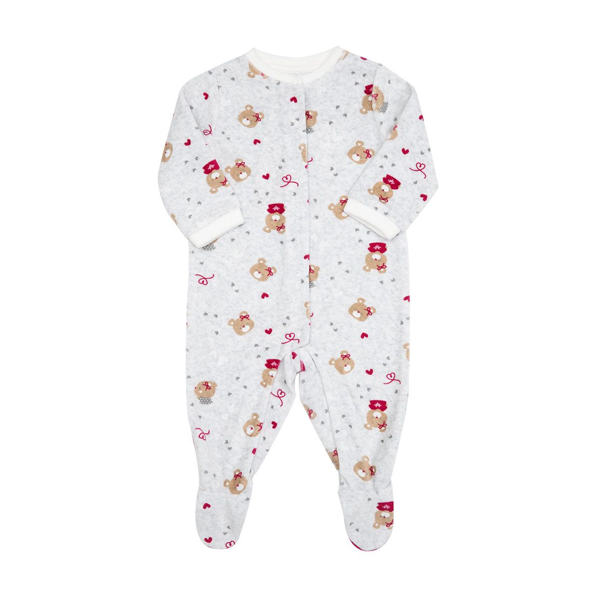 Tutina da bambina grigia "orsetti" apertura frontale - Mawi