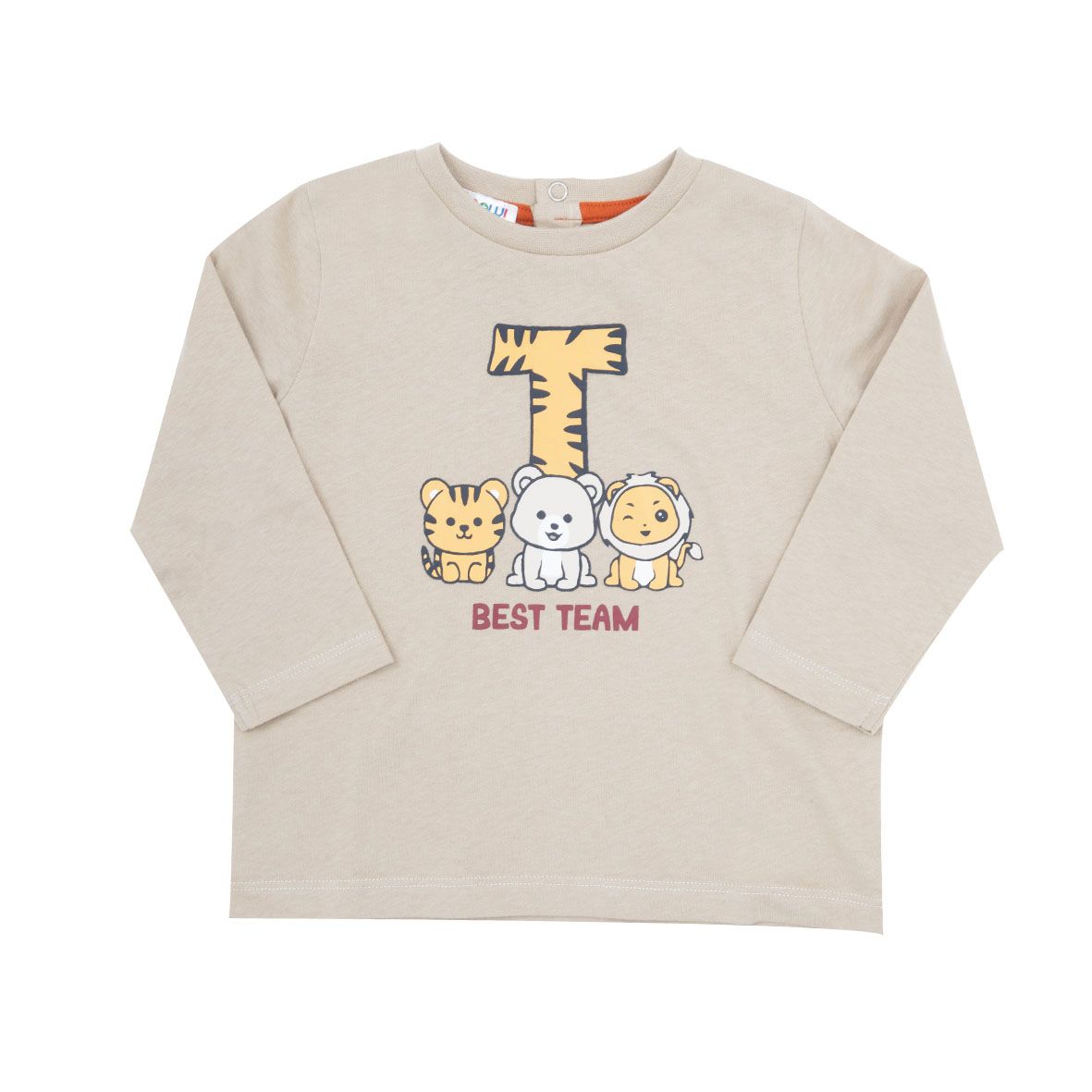 T-shirt jersey manica lunga bimbo beige stampata - Mawi