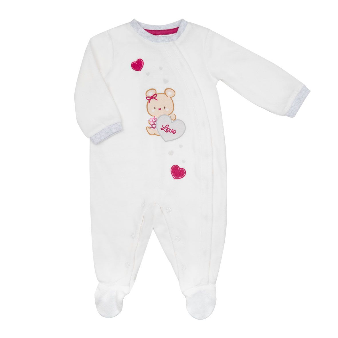 Tutina da bambina panna "orsetto love" apertura frontale - Mawi