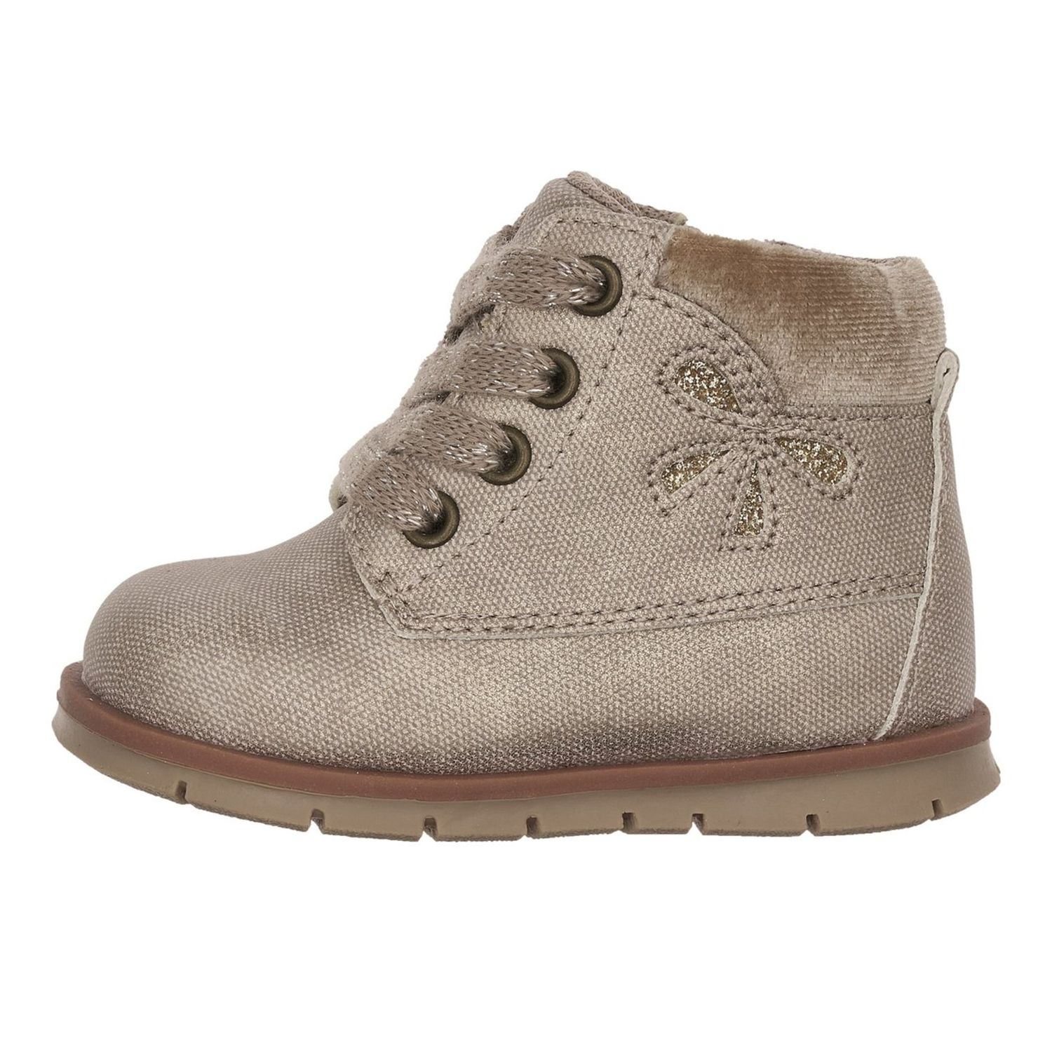 Polacchino formica beige con zip e stringato con fiocco - chicco - Chicco