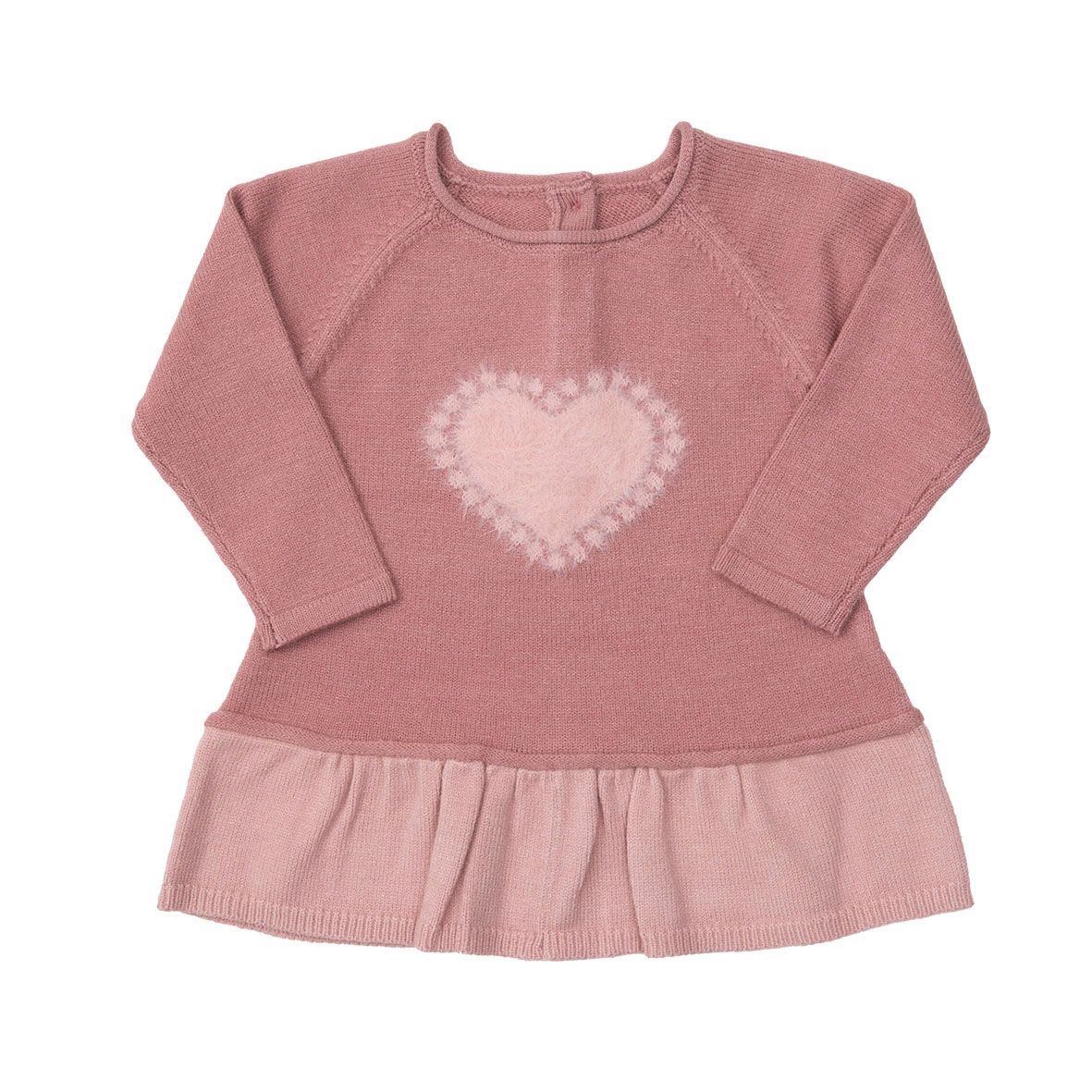 Vestito tricot bimba rosa con intarso - Mawi