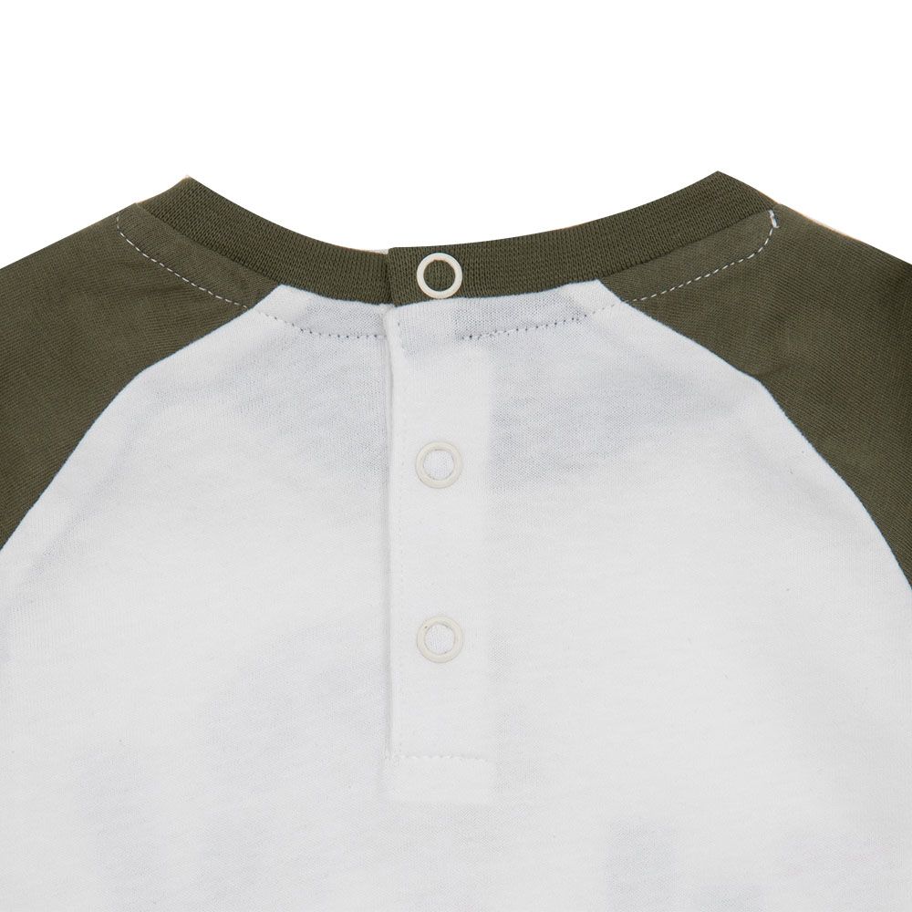 T-shirt manica lunga raglan bimbo bicolor bianco/verde - Mawi