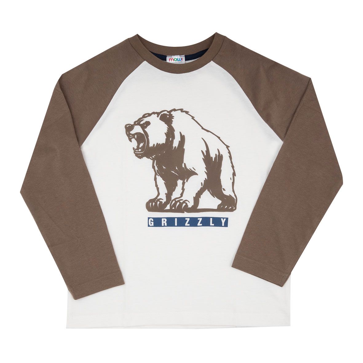 T-shirt jersey raglan bimbo bicolor bianco/marrone - Mawi