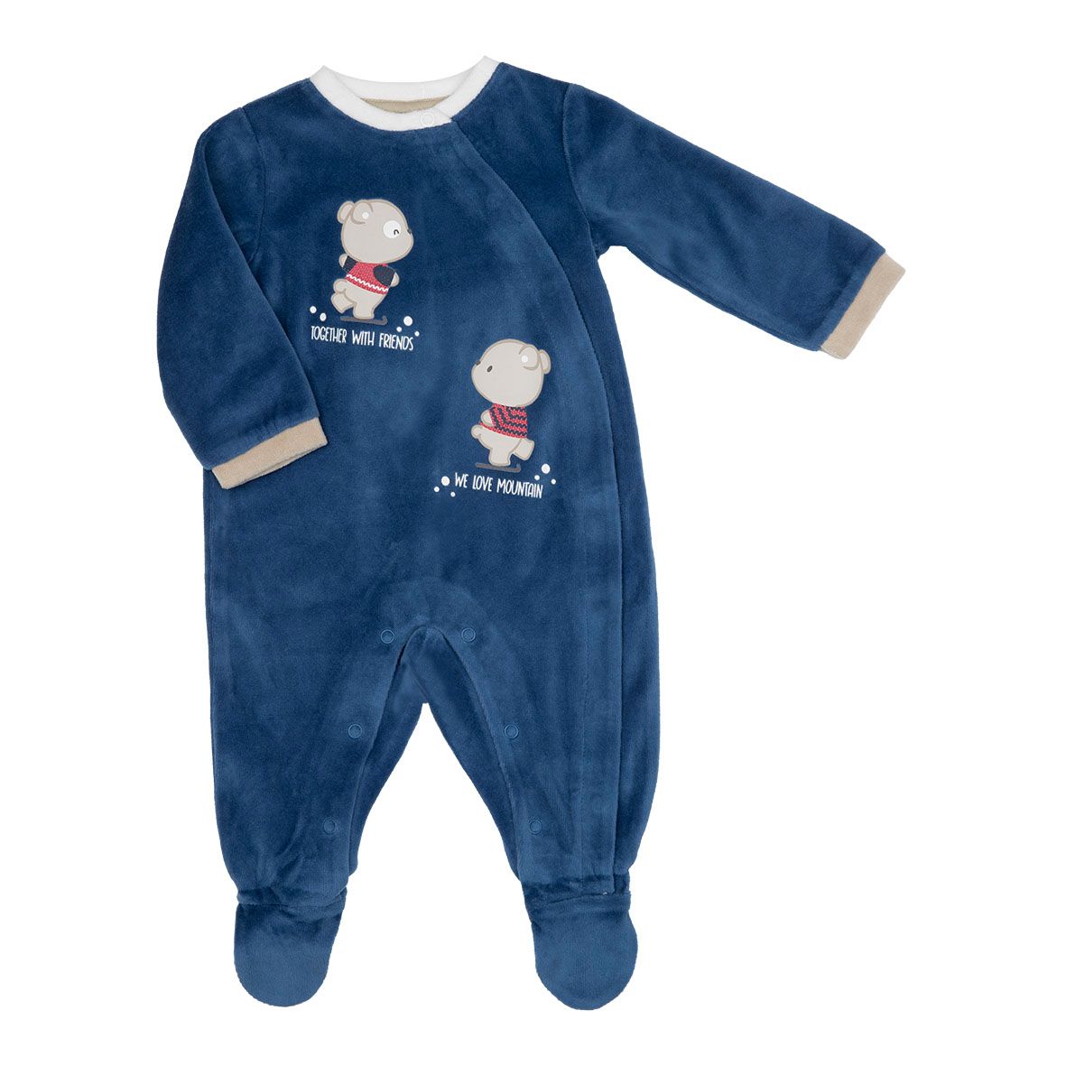 Tutina ciniglia bimbo blue stampa "orsetti" - Mawi