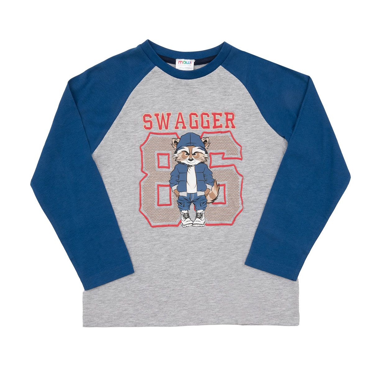 T-shirt jersey raglan bimbo bicolor grigio/blue - Mawi