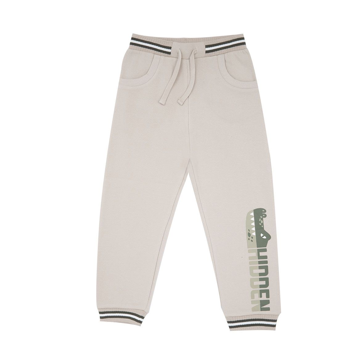 Pantalone felpato bimbo panna stampa "coccodrillo" - Mawi