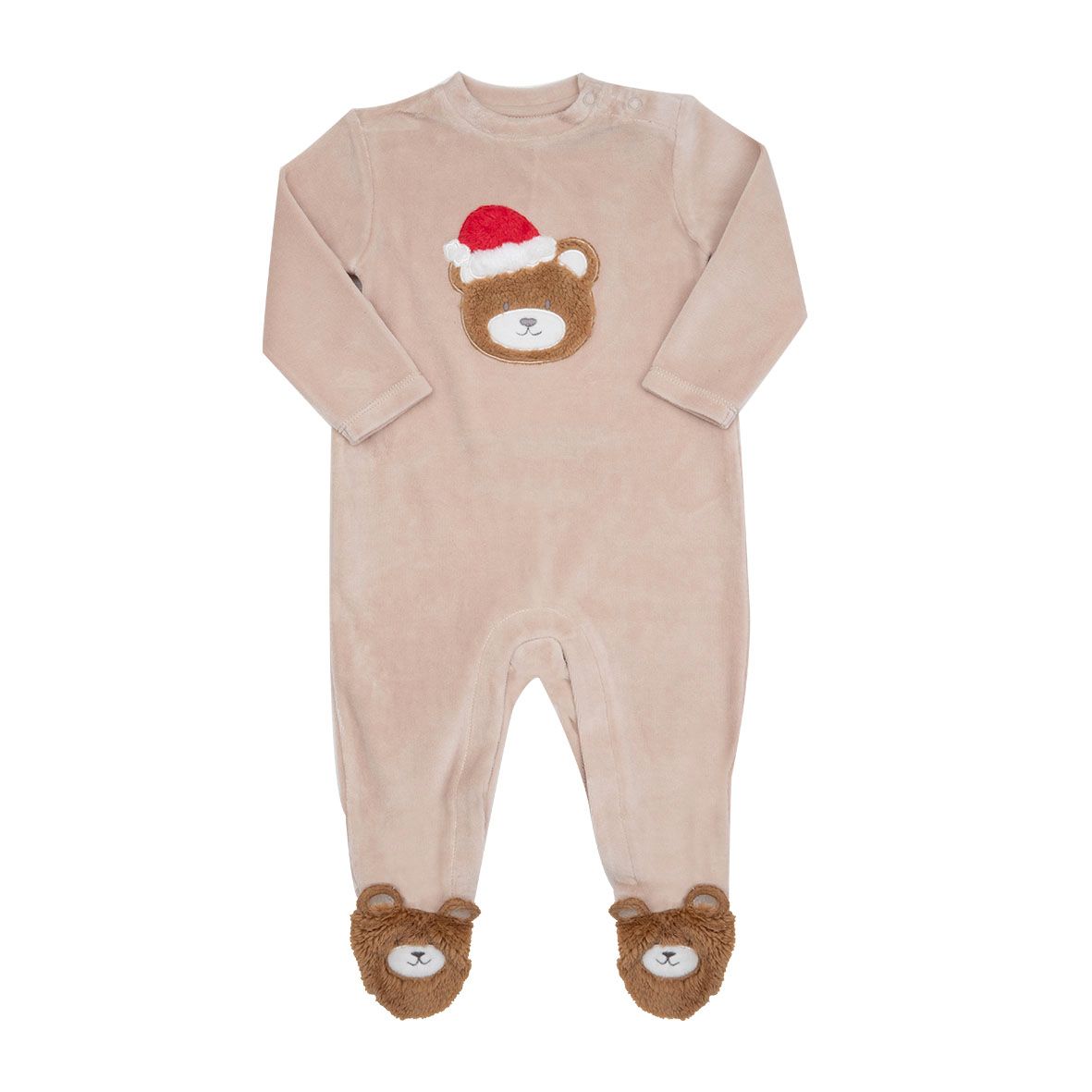 Tutina ciniglia unisex beige "orsetto di natale" - Mawi