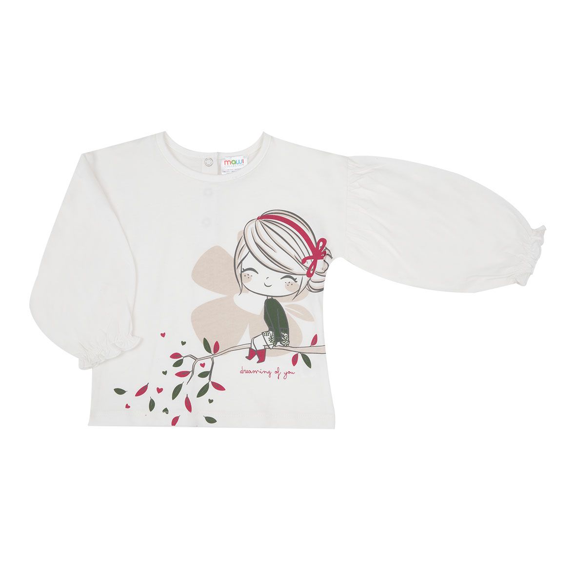 Casual t-shirt manica lunga bimba bianca stampata - Mawi