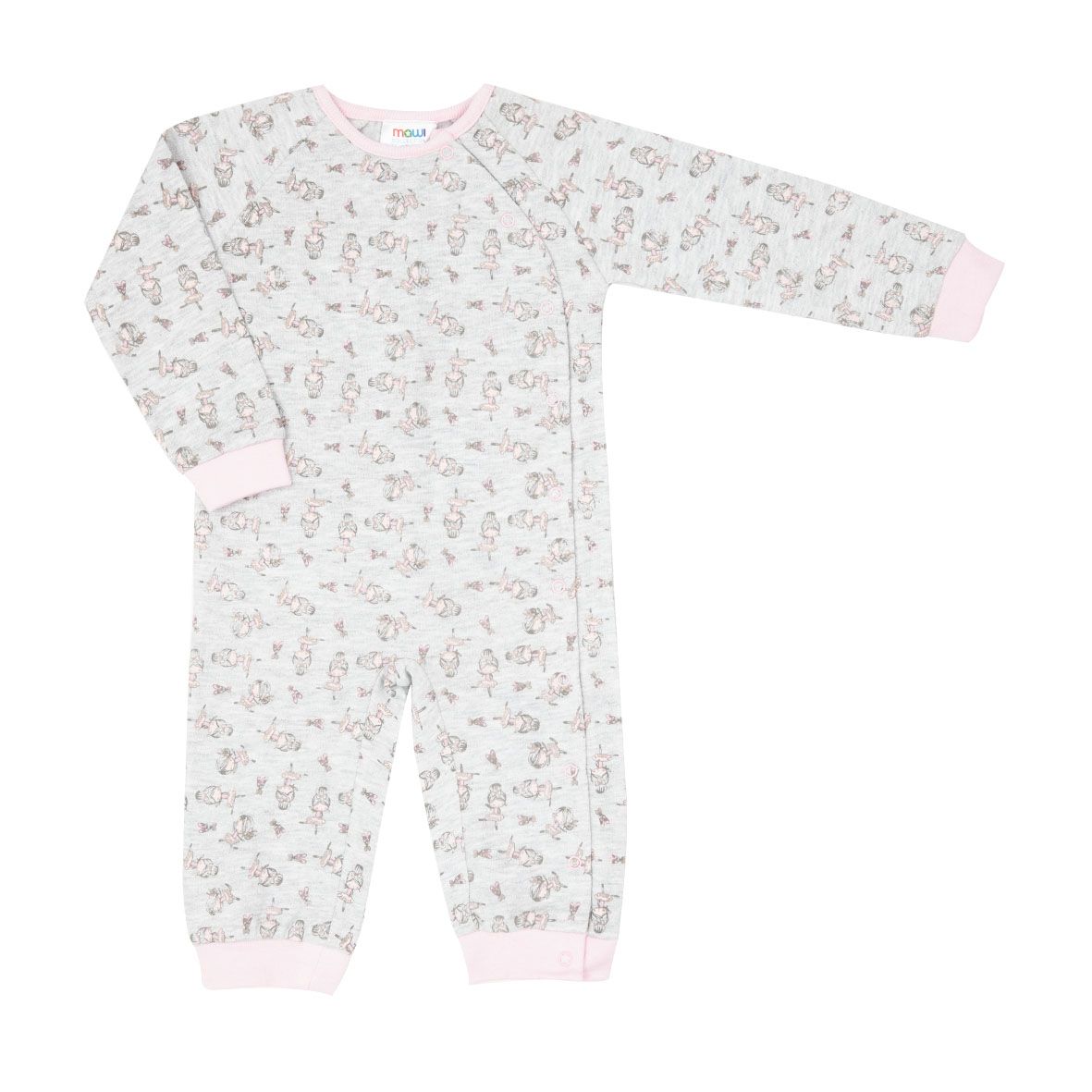 Pigiama intero bimba grigio/rosa stampa "ballerine" - Mawi