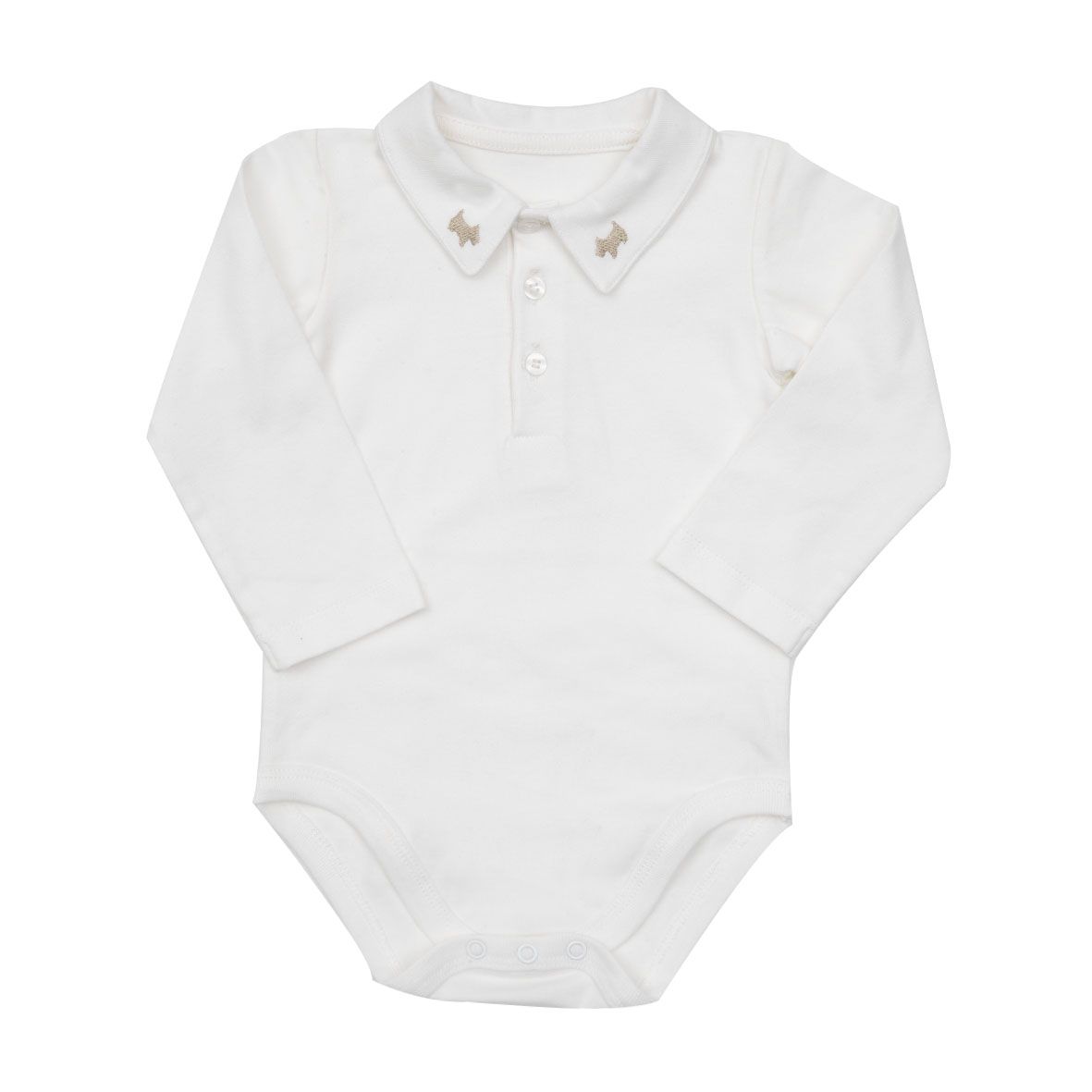 Body jersey stretch bimbo bianco colletto ricamato - Mawi