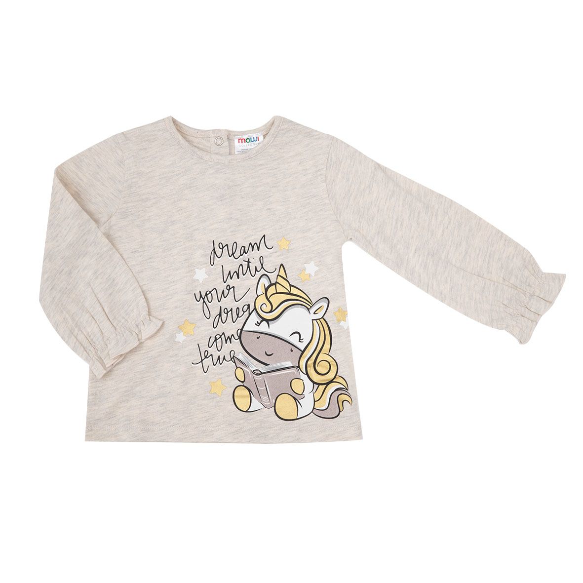 Maglia bimba beige stampa "unicorno" - Mawi