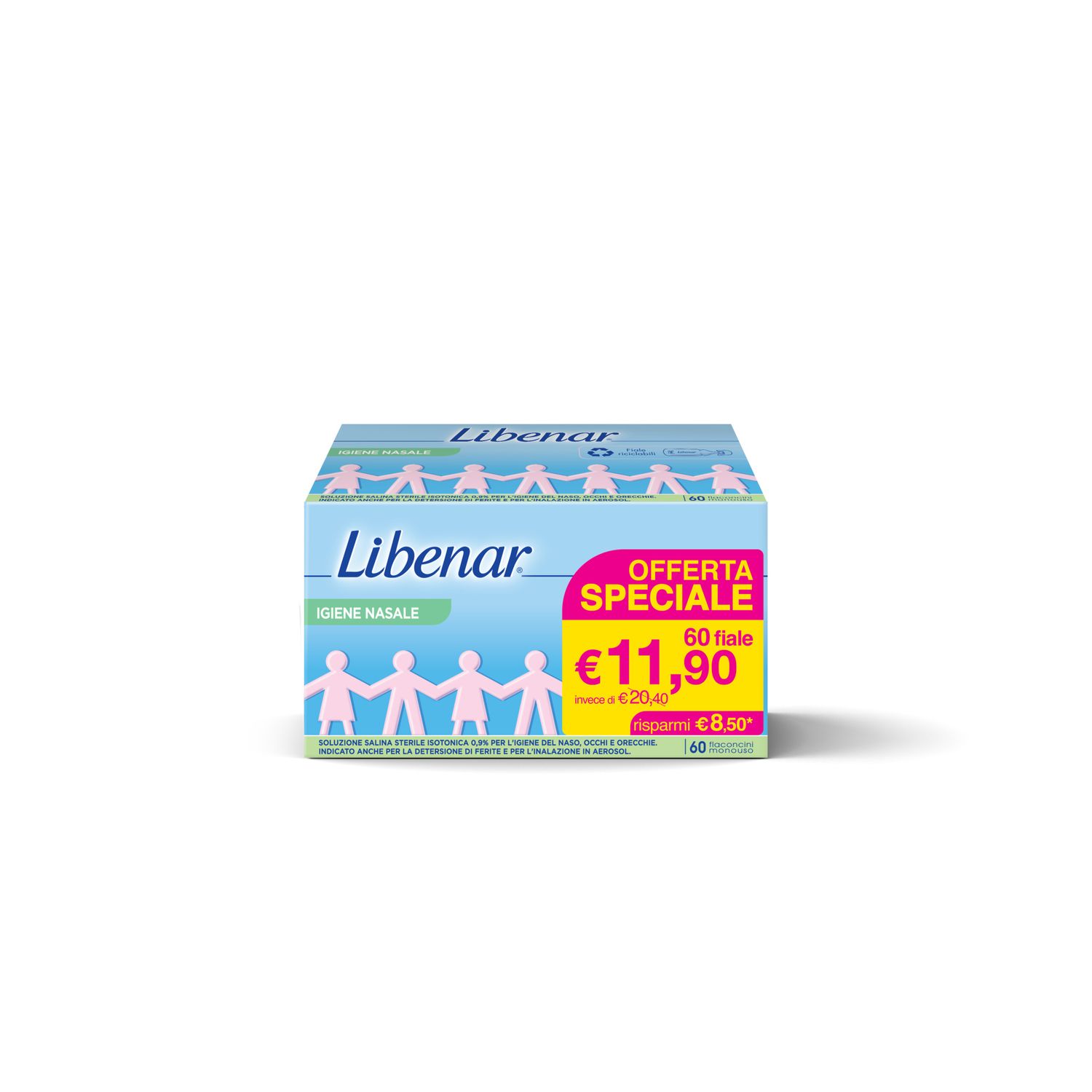 Soluzione fisiologica isotonica sterile 60 fiale monodose - libenar - Libenar