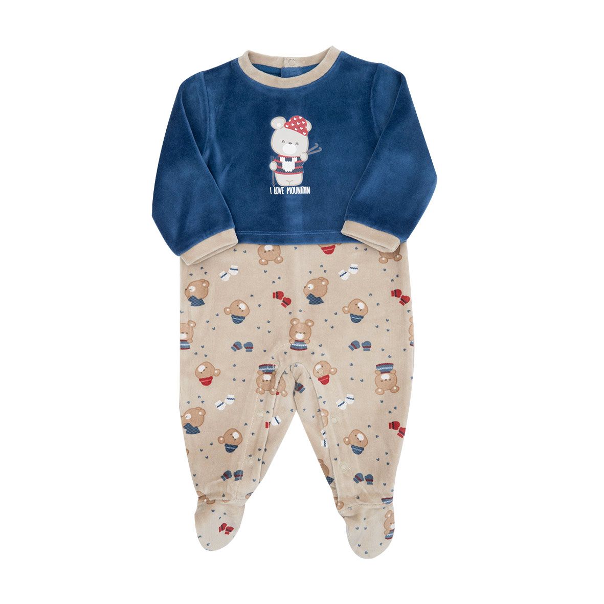 Tutina da bambino bicolor blue/marrone stampata - Mawi
