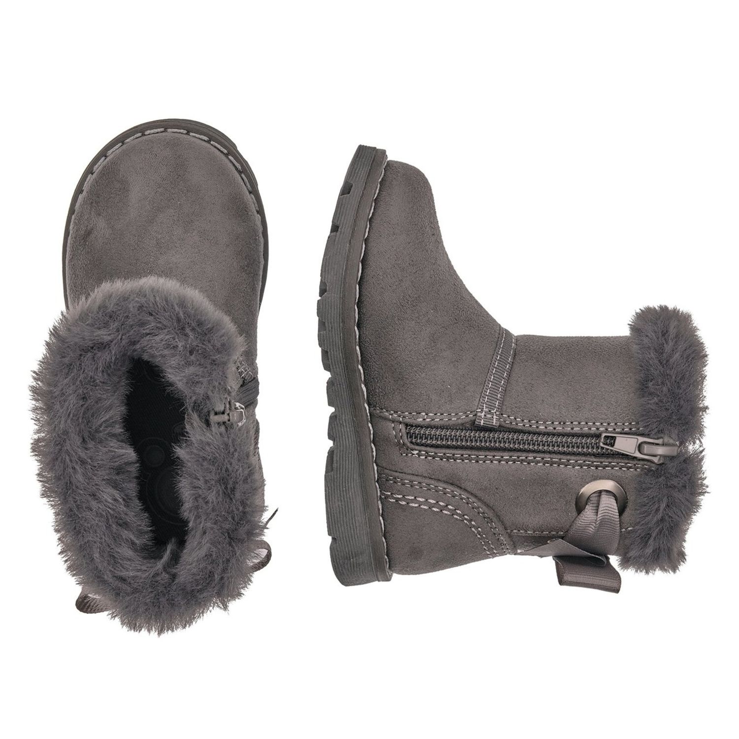 Stivaletto frutta con zip e finto pelo grigia fiocco - chicco - Chicco