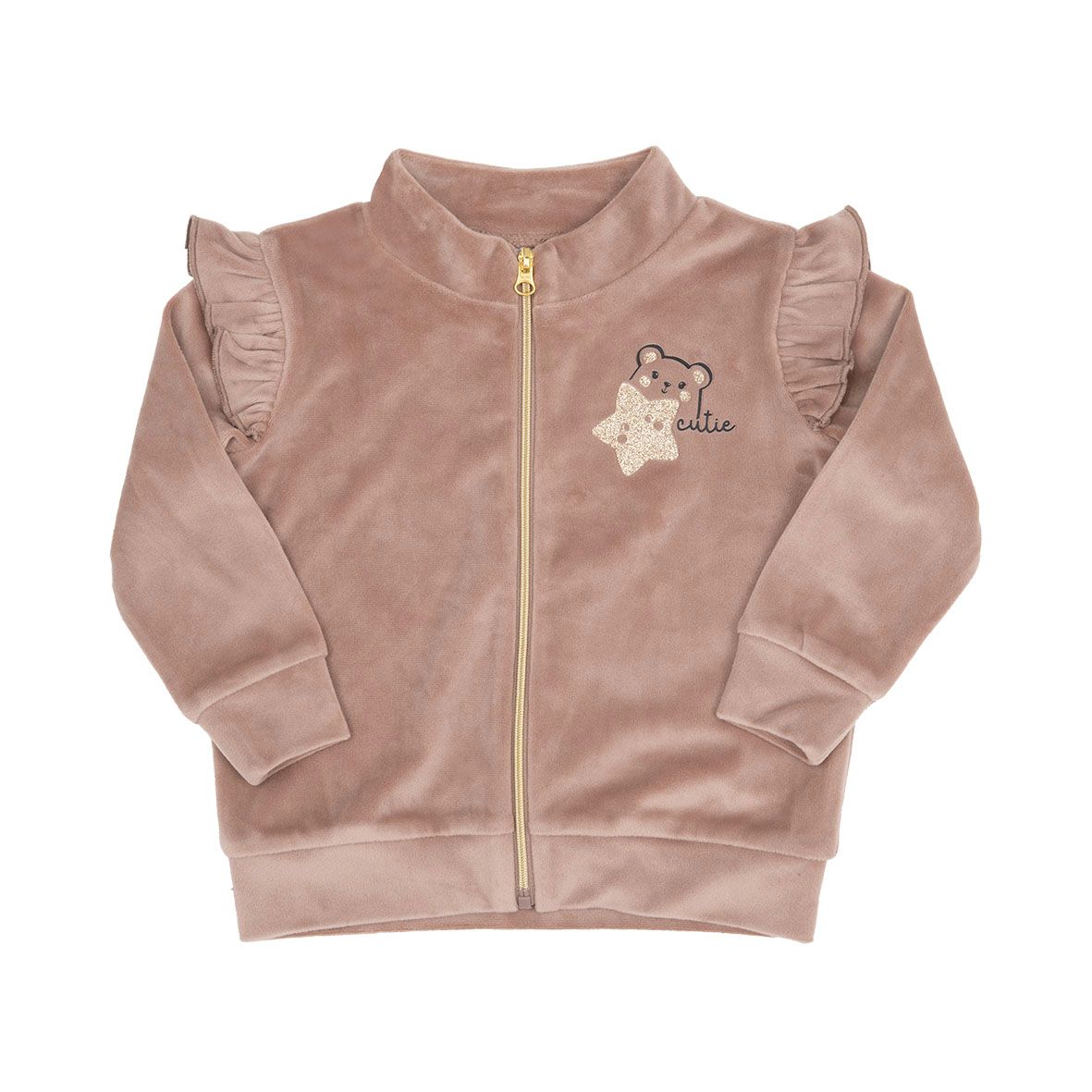 Felpa ciniglia zip bimba con rouches - Mawi