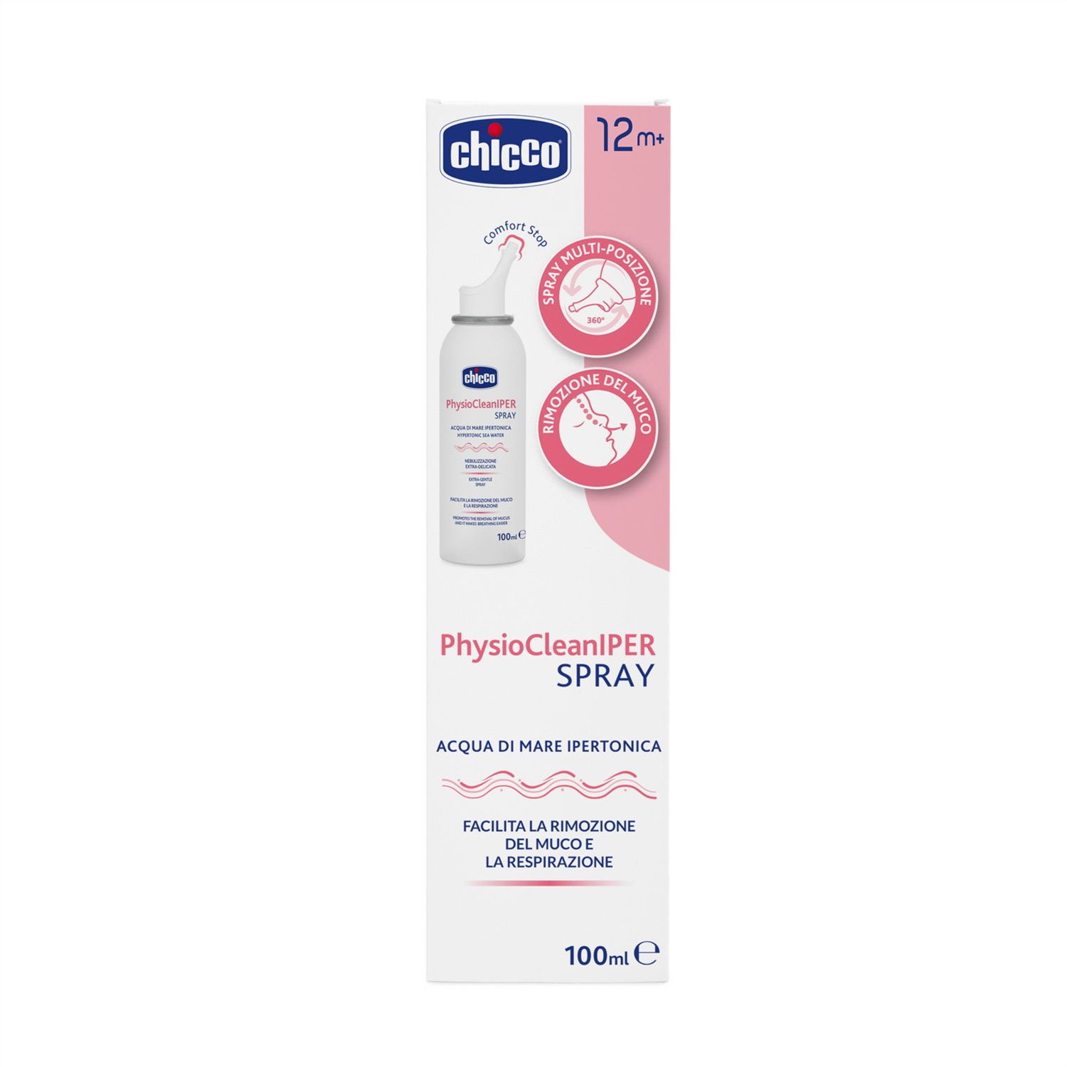 Acqua di mare ipertonica spray physioclean 100ml - chicco - Chicco