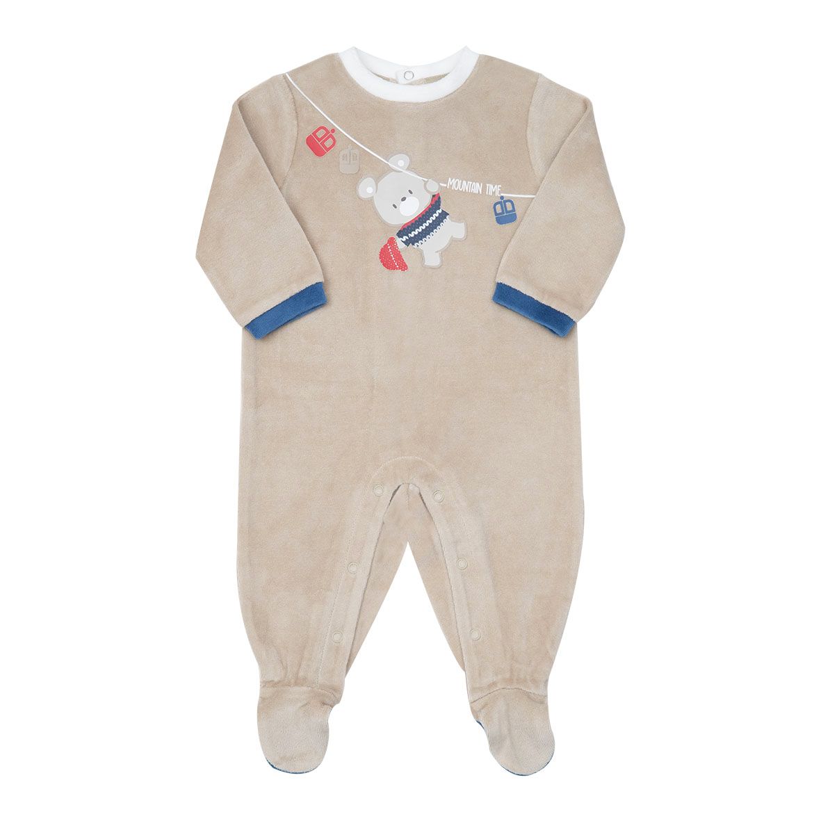 Tutina ciniglia bimbo beige con orsetto - Mawi