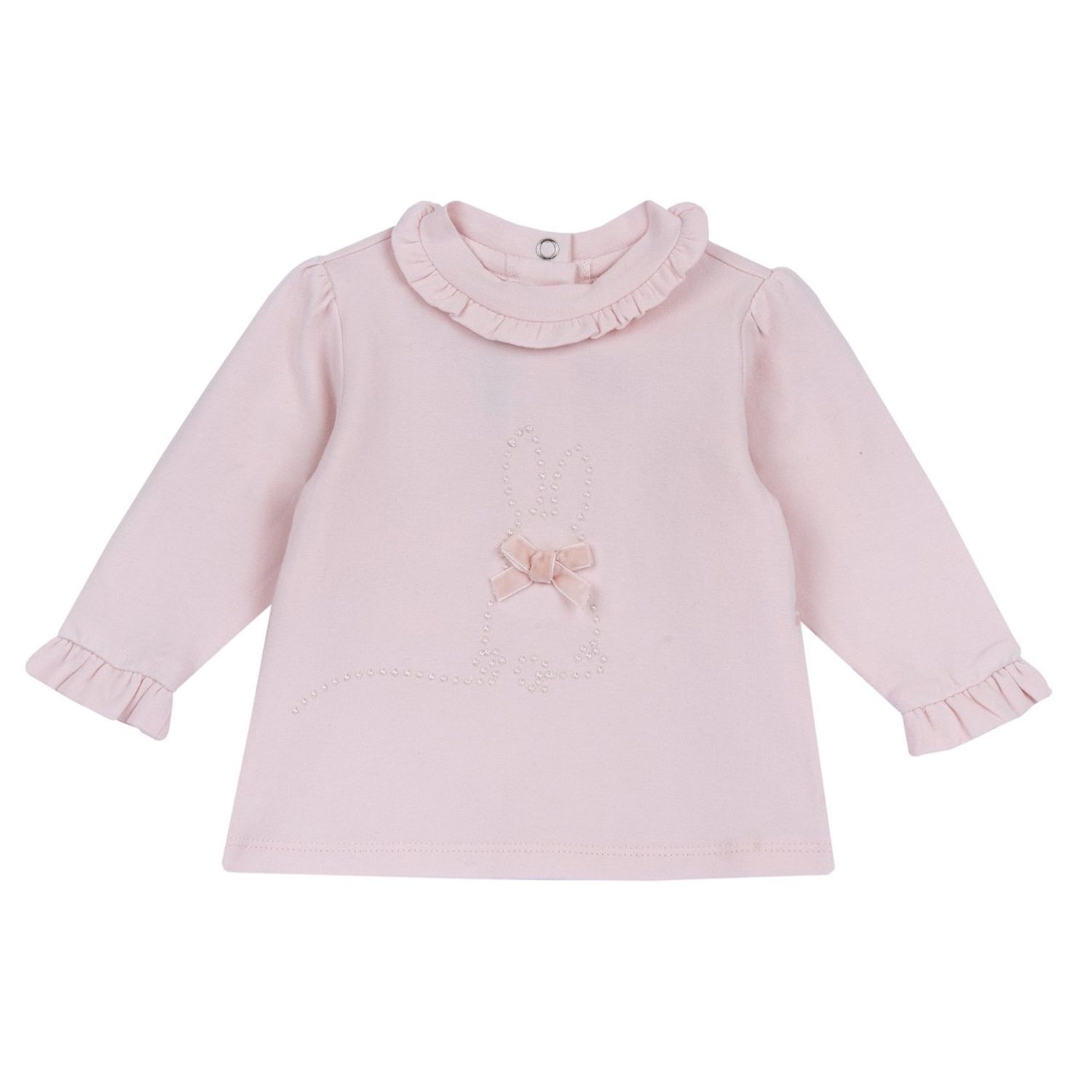 T.shirt m/l rosa ricamo coniglio tono su tono - chicco - Chicco
