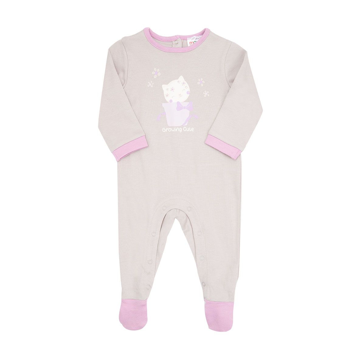 Tutina interlock bimba beige con stampa "gattina" - Mawi