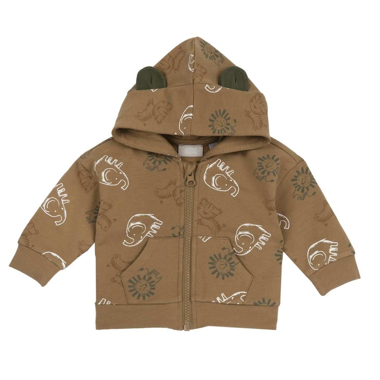 Cardigan con cappuccio e zip all over giungla - chicco - Chicco