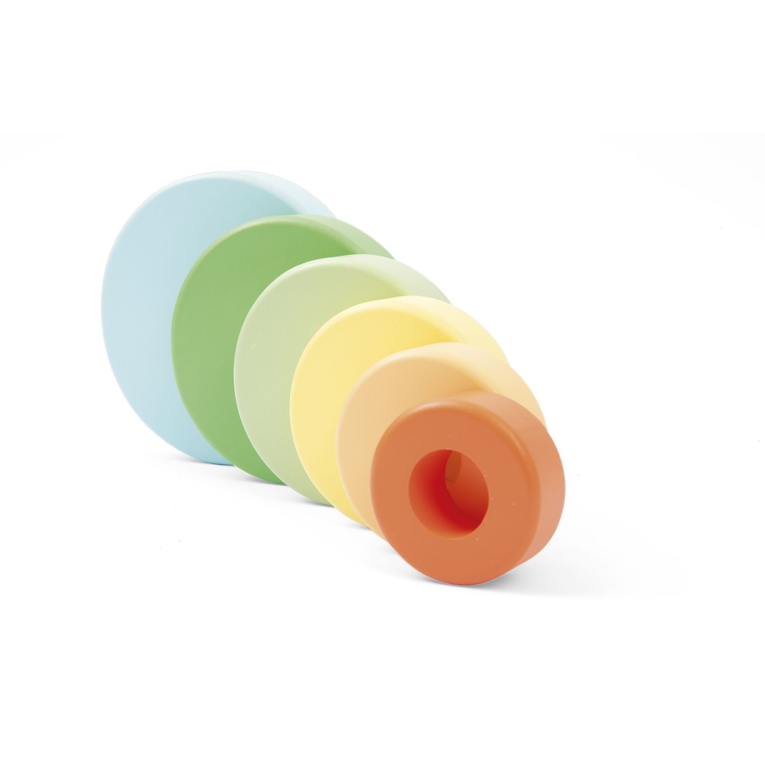 Torre arcobaleno impilabile con 6 anelli colorati - Wood N'play