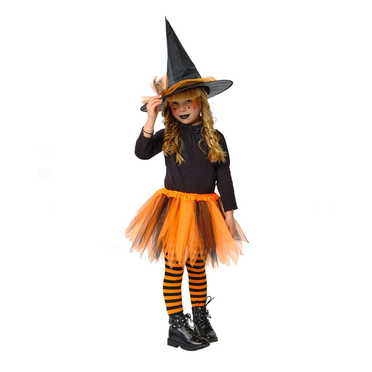 Halloween set strega arancione 4/7 anni: tutù + cappello - rubie's - RUBIE'S