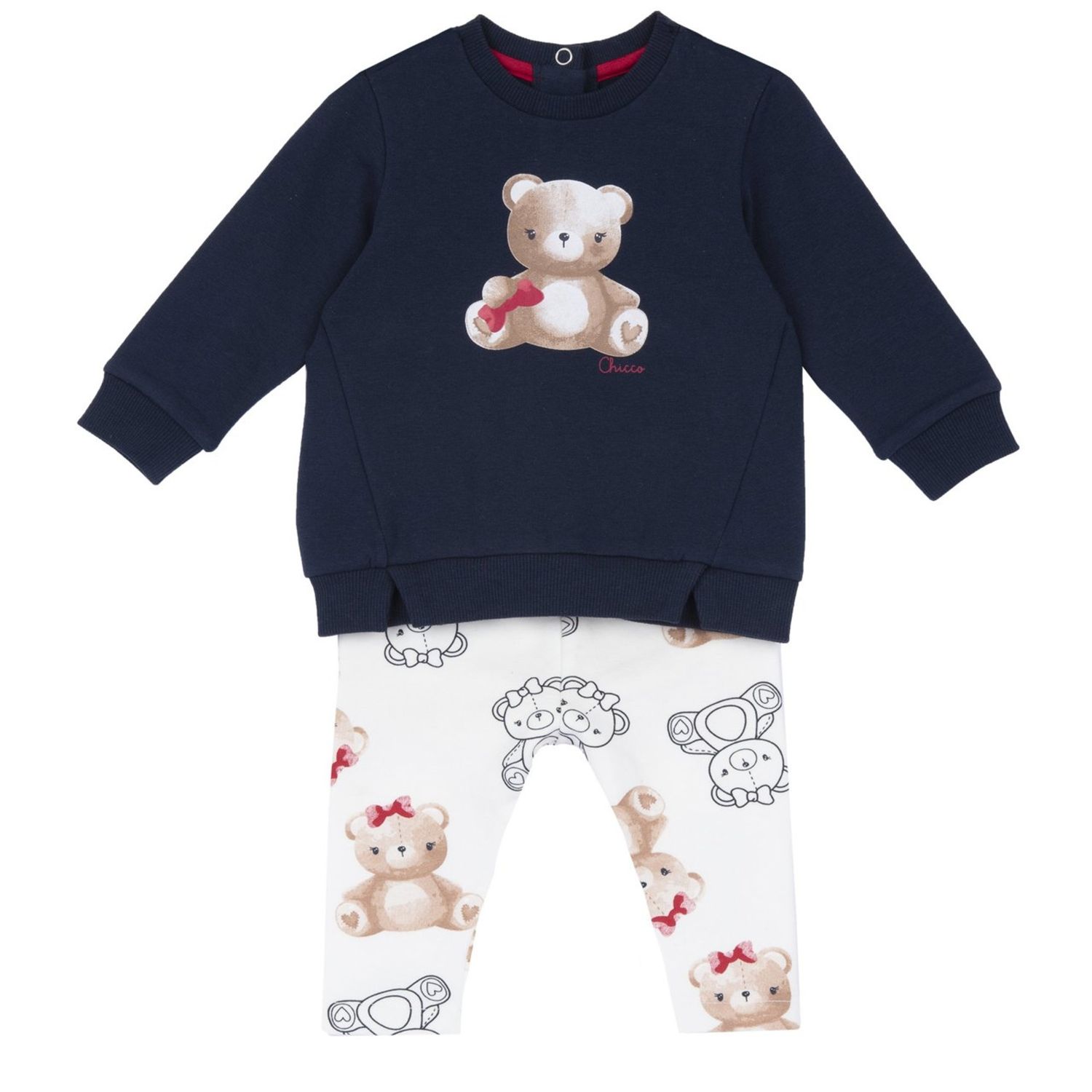 Set 2 pz felpa blu con orso+leggings orsi - chicco - Chicco