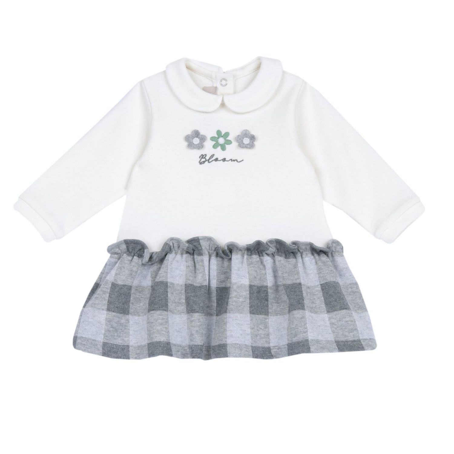Abito manica lunga check con fiorellini - chicco - Chicco