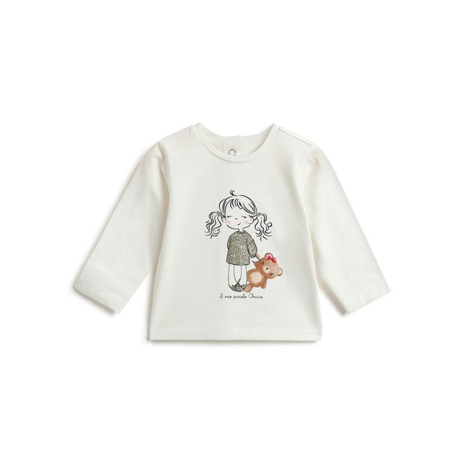 Maglietta a maniche lunghe panna stampata bimba e orsetto - chicco - Chicco