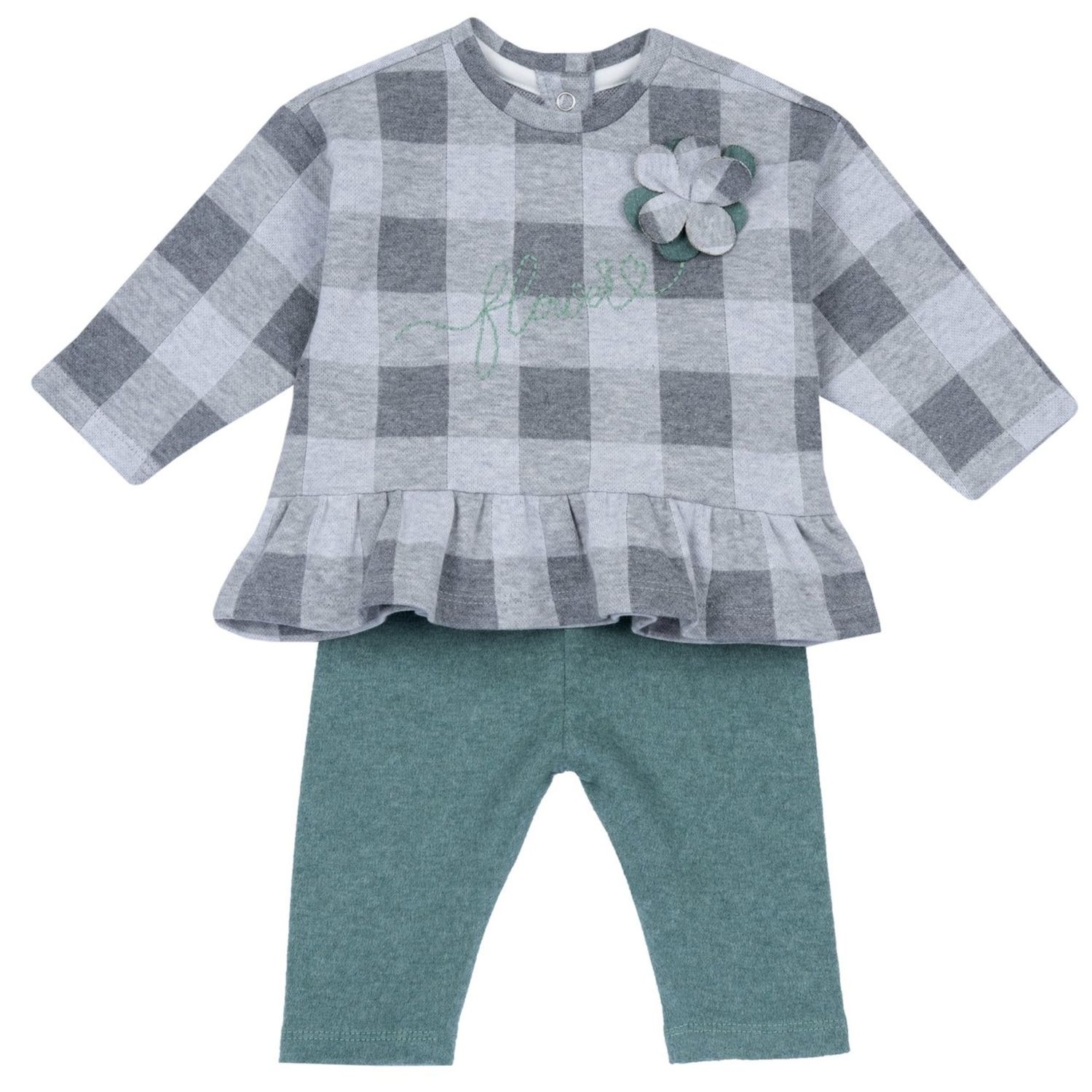 Set 2 pz sweat shirt leggings check con fiore applicato - chicco - Chicco